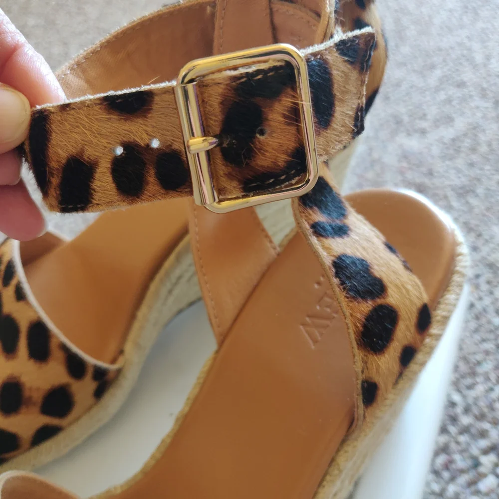 J. Crew Tan Leather Espadrille Slip-On
